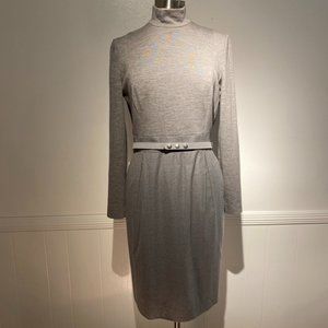 Akris Punto Long Sleeve Wool Dress with Suede Belt